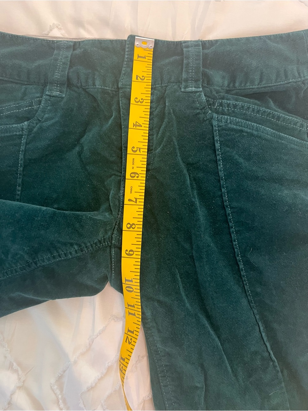 Vintage Athleta Velvet Wide Leg Pants Green Velour High Rise Stretch Yoga 31 - Picture 9 of 10